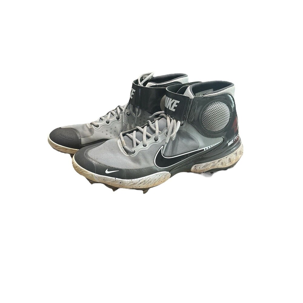 Nike Men's 14 Alpha Huarache Elite 3 Mid Baseball Cleats Light Smoke Grey GUC
